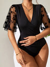 Lace Bodysuit - Flutter Sleeves - Semi-Sheer - Moderate Stretch Apparel & Accessories > Clothing > Tops > Bodysuits Bodysuit Dylan Studio Flutter Flutter Sleeve Lace Ship From Overseas Sleeve Sleeve Bodysuit Surplice sync-pinterest T V