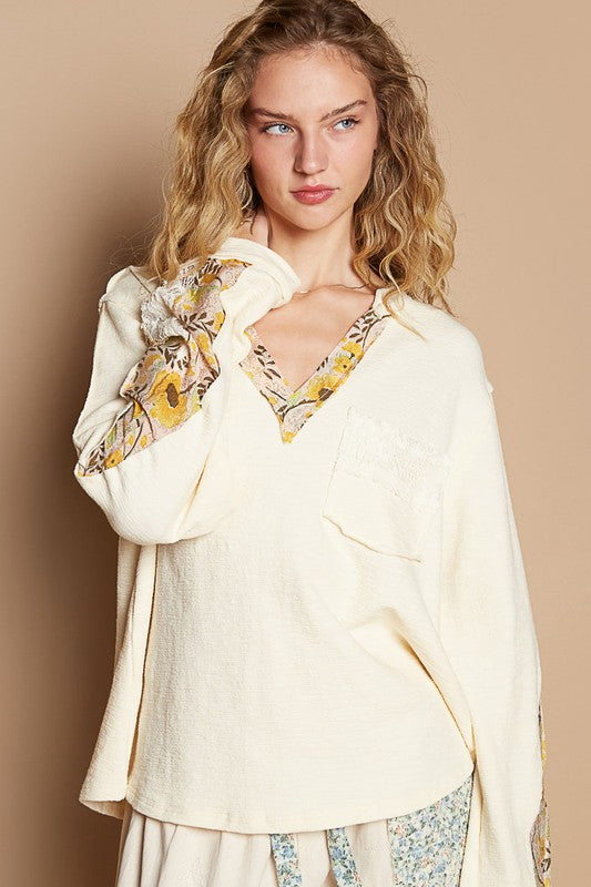 Cream V-neck Knit top - Floral Lace autopostr_pinterest_71901 knit new PinterestNew POL Ship from USA