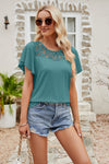 Lace Blouse - Flutter Sleeve - Round Neck - Casual Top - Solid Color Apparel & Accessories > Clothing > Tops Flutter Flutter Sleeve Lace Lamy Ship From Overseas Sleeve Sleeve T Sleeve Top Spliced Spliced Lace sync-pinterest T Top V