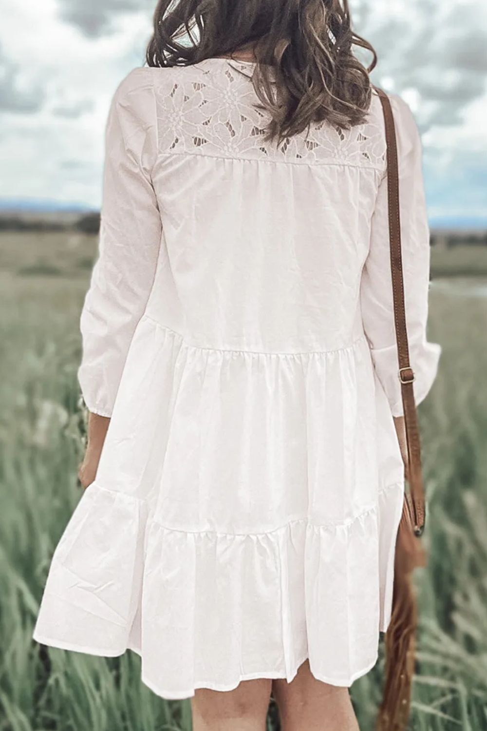 Dress - Lace Detail - Cotton Lyocell - Opaque Finish Apparel & Accessories > Clothing > Dresses Ship From Overseas sync-pinterest SYNZ