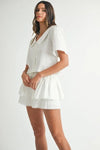 Crop Top Skort Set - Buttoned Lace Detail - Two-Piece Outfit Apparel & Accessories > Clothing > Outfits & Sets autopostr_pinterest_71901 autopostr_pinterest_72819 MABLE Only Available for U.S. Residents Ship from USA sync-pinterest