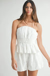 Tube Top Shorts Set - Eyelet Lace - Smocked Peplum Apparel & Accessories > Clothing > Outfits & Sets autopostr_pinterest_71901 autopostr_pinterest_72819 MABLE Only Available for U.S. Residents Ship from USA sync-pinterest