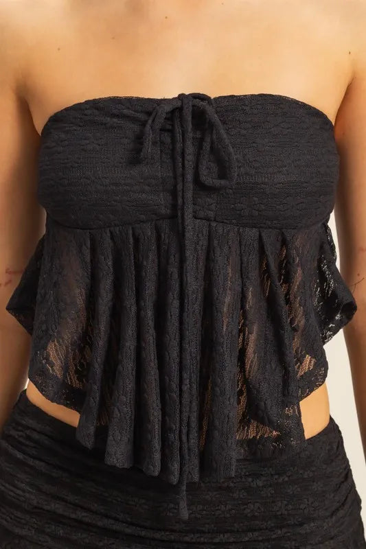 Tube Top - Lace Bustier Flowy - Feminine Chic Elegant Style 4-23-usa HYFVE Ship from USA