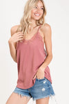 MAUVE Top - Tank - Cami - Lace - Solid Color - Lightweight - Casual 5-1-usa BiBi Ship from USA