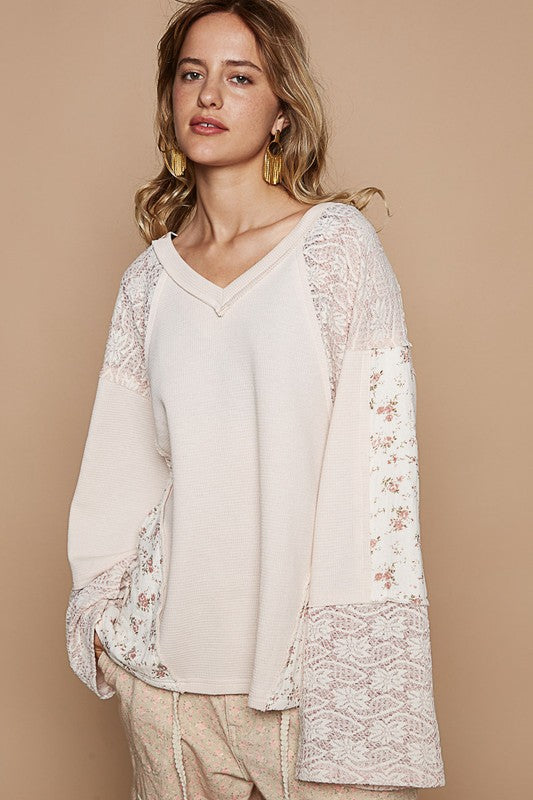 White Round neck Knit top - Floral Lace autopostr_pinterest_71667 knit new pinterestone POL Ship from USA