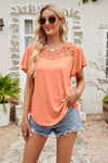 Sherbet Lace Blouse - Flutter Sleeve - Round Neck - Casual Top - Solid Color Apparel & Accessories > Clothing > Tops Flutter Flutter Sleeve Lace Lamy Ship From Overseas Sleeve Sleeve T Sleeve Top Spliced Spliced Lace sync-pinterest T Top V