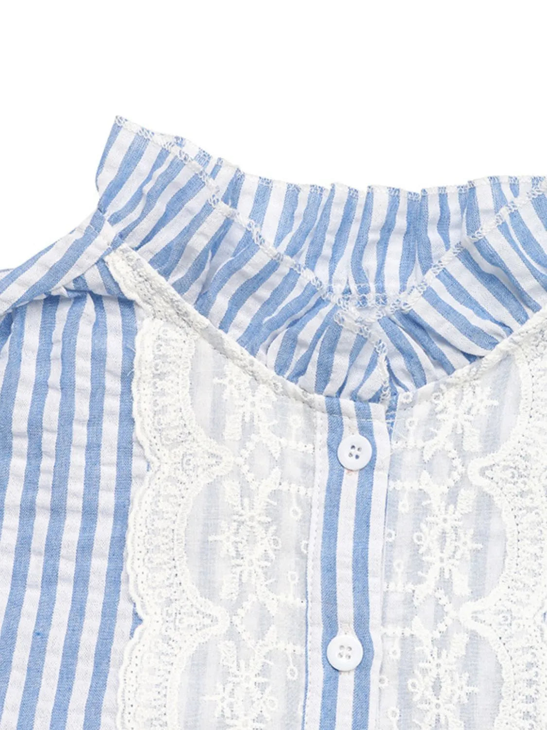 Lace Blouse - Ruffled Button-Up - Soft Fabric Blend Apparel & Accessories > Clothing > Tops 4-4-2025 Perfee Ship From Overseas sync-pinterest