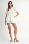 Crop Top Skort Set - Buttoned Lace Detail - Two-Piece Outfit Apparel & Accessories > Clothing > Outfits & Sets autopostr_pinterest_71901 autopostr_pinterest_72819 MABLE Only Available for U.S. Residents Ship from USA sync-pinterest