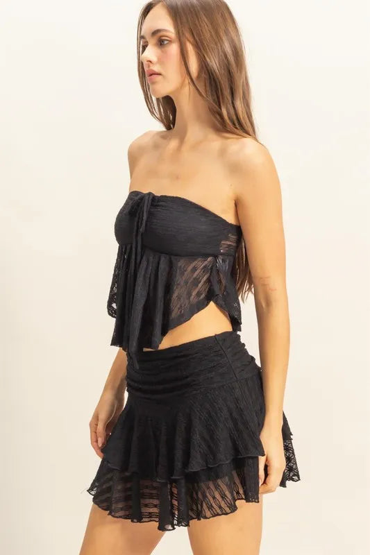Tube Top - Lace Bustier Flowy - Feminine Chic Elegant Style 4-23-usa HYFVE Ship from USA