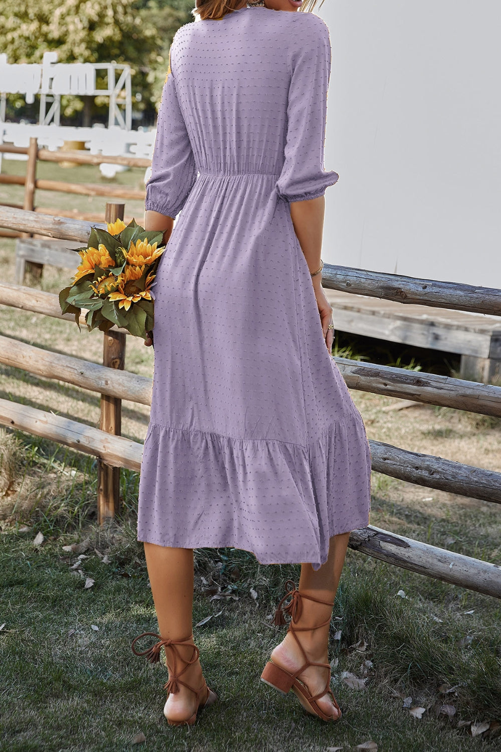 Women's Lace Detail Polyester Dress - Machine Washable Apparel & Accessories > Clothing > Dresses Detail Detail V Devine Dress Lace Lace Detail Midi Midi Dress Neck Ship From Overseas sync-pinterest V