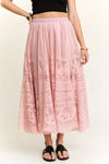 Maxi Skirt - Lace Bohemian Raw Hem - Elastic Waist Casual Wear 4-23-usa ADORA Ship from USA