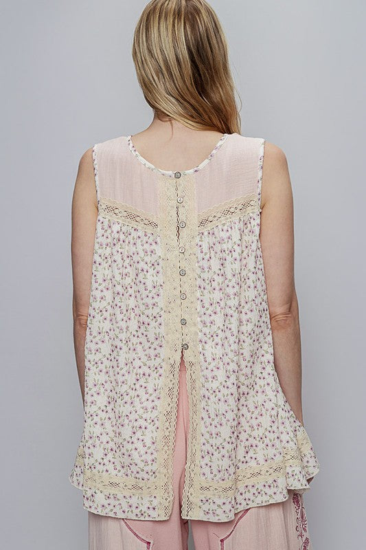 Sleeveless Lace Top - Floral Semi-Sheer - Round Neck Apparel & Accessories > Clothing > Tops autopostr_pinterest_72819 Only Available for U.S. Residents POL Ship from USA sync-pinterest