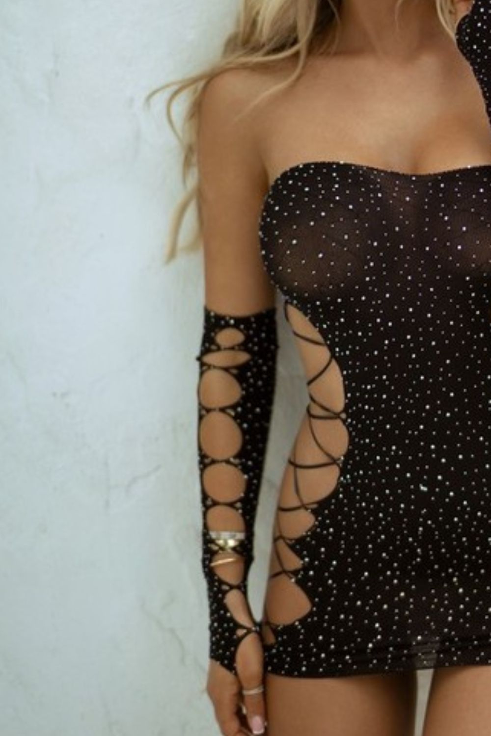 Rhinestone Lace Up Body Stocking with Gloves for Women Apparel & Accessories > Clothing > Lingerie & Sleepwear autopostr_pinterest_72819 Only Available for U.S. Residents Ship from USA sync-pinterest Yelete