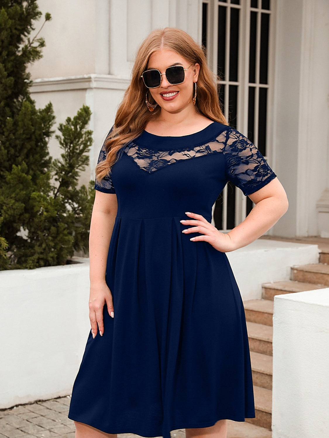 Plus Size Semi-Sheer Lace Cotton Dress with Short Sleeves, Round Neck Apparel & Accessories > Clothing > Dresses A@Y@Y Dress Neck Neck Short Neck Short Sleeve Plus Plus Size Round Round Neck Round Neck Short Ship From Overseas Short Short Sleeve Short Sleeve Dress Size Sleeve Sleeve Dress sync-pinterest T V