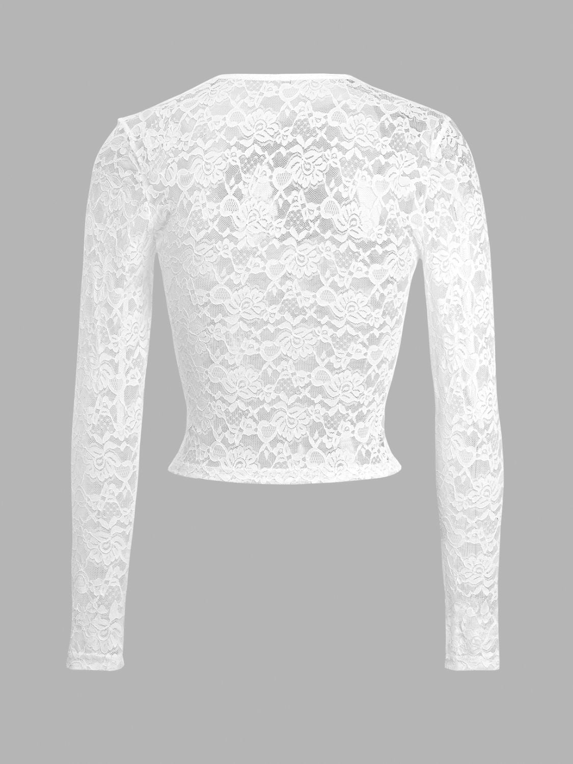 Semi-Sheer Lace Top with Stretch Fabric Apparel & Accessories > Clothing > Tops Devine Lace Lace Top Long Long Sleeve Long Sleeve Lace Neck Neck Long Neck Long Sleeve Scoop Scoop Neck Ship From Overseas Sleeve Sleeve Lace Sleeve Lace Top sync-pinterest T Top V