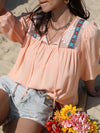 Watermelon pink Lace Blouse - Ruched Viscose - Half Sleeves - Tied Design Apparel & Accessories > Clothing > Tops autopostr_pinterest_72819 Blouse H.R.Z Half Half Sleeve Half Sleeve Blouse Neck Neck Half Neck Half Sleeve Ship From Overseas Sleeve Sleeve Blouse sync-pinterest T Tie Tie Neck V