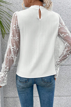 Mock Neck Textured Blouse