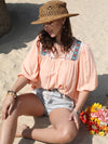 Lace Blouse - Ruched Viscose - Half Sleeves - Tied Design Apparel & Accessories > Clothing > Tops autopostr_pinterest_72819 Blouse H.R.Z Half Half Sleeve Half Sleeve Blouse Neck Neck Half Neck Half Sleeve Ship From Overseas Sleeve Sleeve Blouse sync-pinterest T Tie Tie Neck V