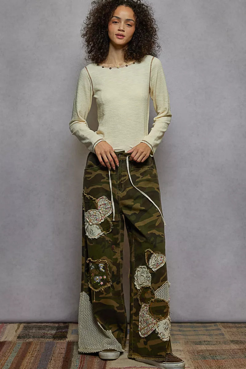 Women’s Round Neck Long Sleeve Stud Stitch T-Shirt 10-31 POL Ship from USA