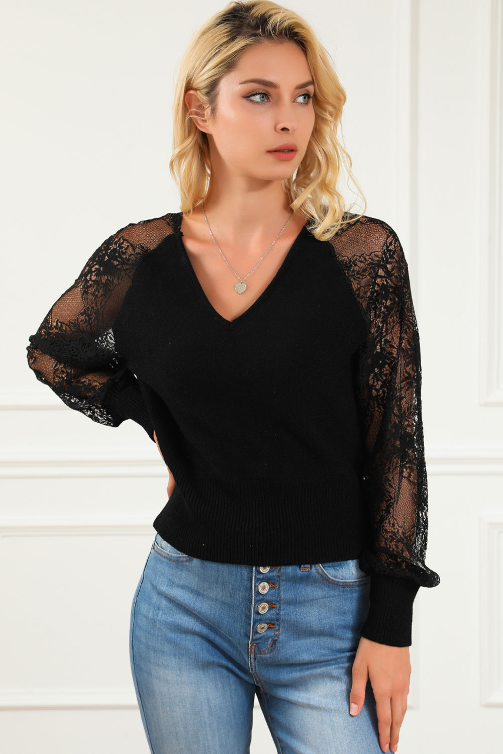 Ribbed Trim Knit Top