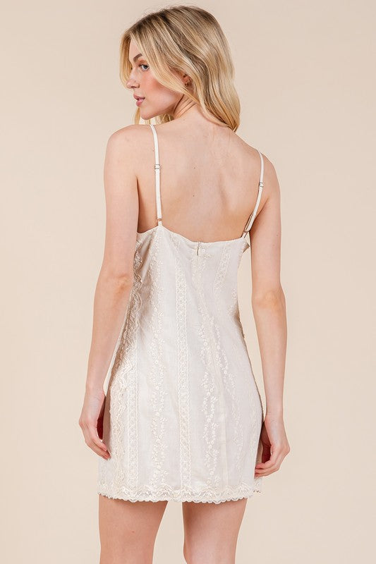 Lace Detail Mini Dress - Adjustable Strap - Mini Cami Dress autopostr_pinterest_71901 GeeGee Ship from USA
