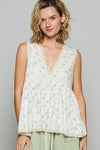 Ivory Peplum Blouse - V-Neck Sleeveless - Floral Lace Trim Apparel & Accessories > Clothing > Tops autopostr_pinterest_71901 autopostr_pinterest_72819 Only Available for U.S. Residents POL Ship from USA sync-pinterest