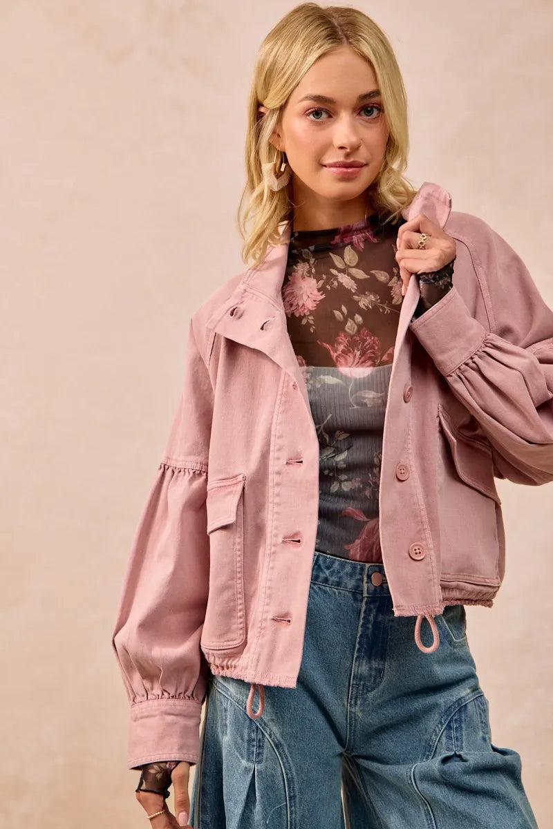 Floral Mesh Sheer Blouse with Ruched Sleeves BiBi Ship from USA