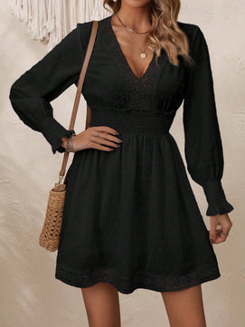 V-Neck Long Sleeve Dress