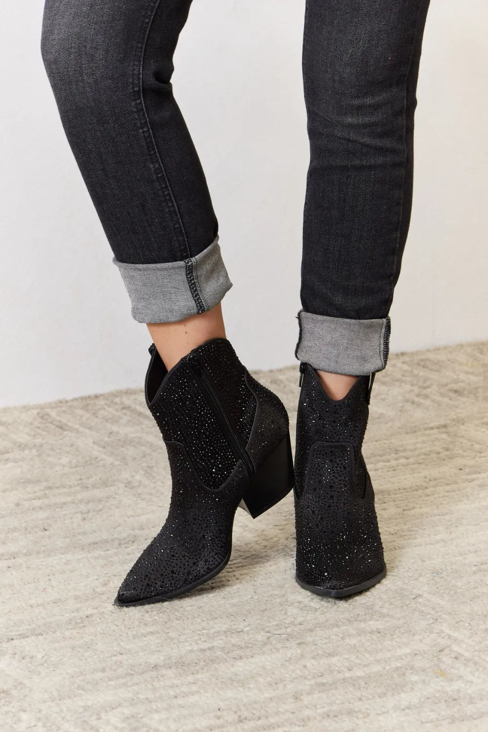 Black Rhinestone Rustic Glam Boots – Ankle Western Chic East Lion Corp Ship from USA