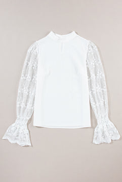 Mock Neck Textured Blouse