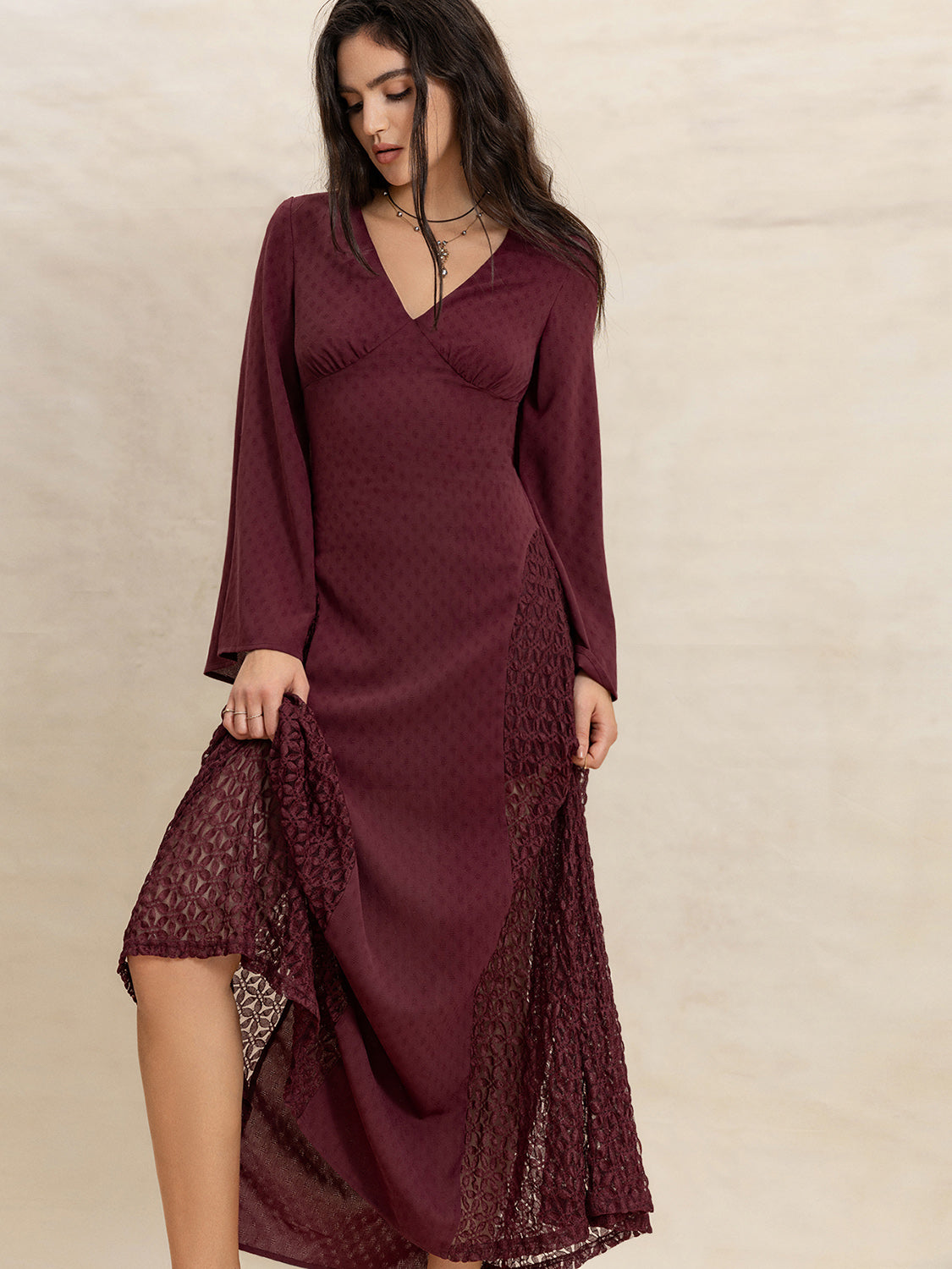 Semi-Sheer Lace Dress with Lining and Slight Stretch in 100% Polyester Apparel & Accessories > Clothing > Dresses Rustty Dustty Ship From Overseas sync-pinterest