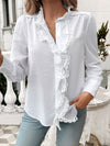 White Lace Blouse - Ruffled Sheer Opaque Design - Polyester Cotton Apparel & Accessories > Clothing > Tops DY Ship From Overseas sync-pinterest