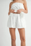 Off White Tube Top Shorts Set - Eyelet Lace - Smocked Peplum Apparel & Accessories > Clothing > Outfits & Sets autopostr_pinterest_71901 autopostr_pinterest_72819 MABLE Only Available for U.S. Residents Ship from USA sync-pinterest