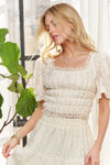 Top - Peasant Style - Lace - Smocked Waist - Flowy - Lightweight 5-2-usa ADORA Ship from USA