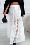 Midi Skirt - Lined Lace - Semi-Sheer Overlay Apparel & Accessories > Clothing > Skirts Lace Maxi Ship From Overseas Skirt sync-pinterest T Waist WXFS