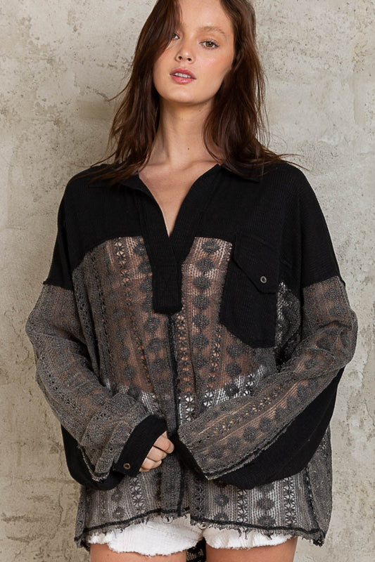 Black Black Lace Blouse - Long Sleeve Clothing & Accessories > Clothing > Tops > Blouses autopostr_pinterest_71118 autopostr_pinterest_71178 blouse collar johnny lace long pol sleeve