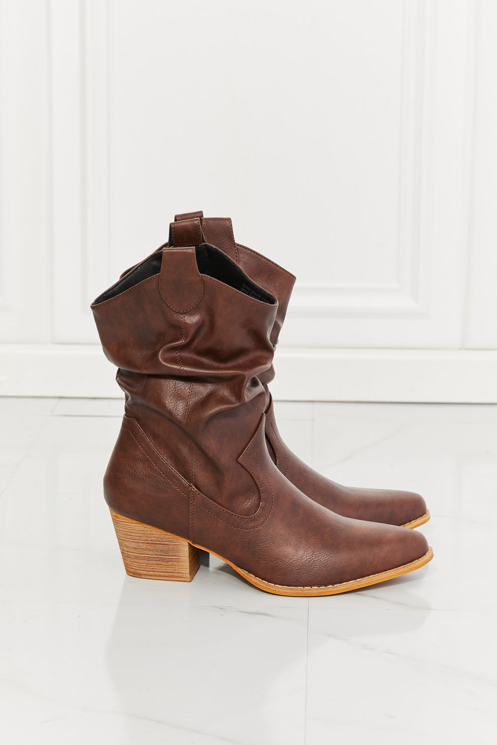 Dark Brown Leather Cowboy Boots 5-5-shoes-usa Melody Ship from USA