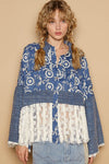 Peacock Blue Embroidered Tiered Shirt - Lace Hem - Long Sleeves - Semi-Sheer Apparel & Accessories > Clothing > Tops autopostr_pinterest_71901 autopostr_pinterest_72819 Only Available for U.S. Residents POL Ship from USA sync-pinterest