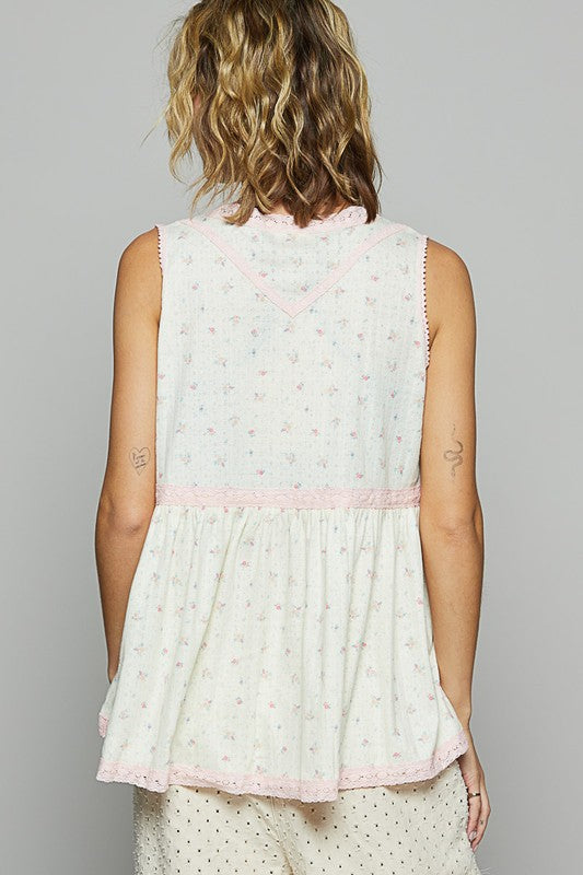 Sleeveless Peplum Blouse - Floral Lace V-Neck Top Apparel & Accessories > Clothing > Tops autopostr_pinterest_72819 Only Available for U.S. Residents POL Ship from USA sync-pinterest