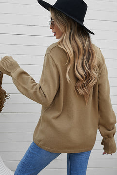 Flounce Sleeve V-Neck Sweater