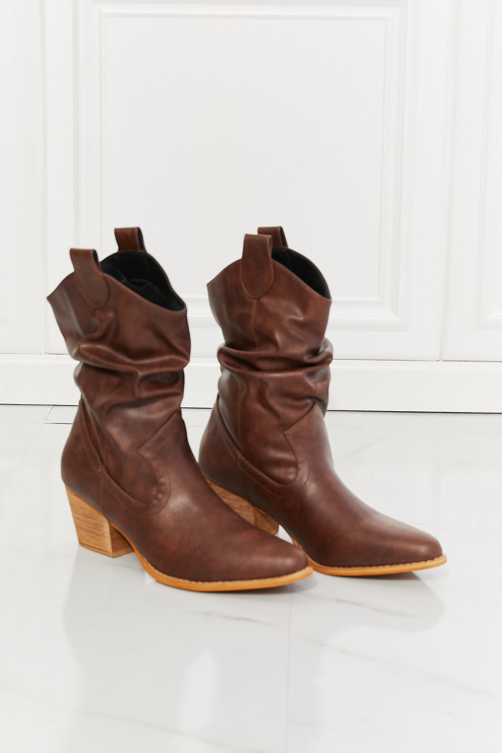 Dark Brown Leather Cowboy Boots 5-5-shoes-usa Melody Ship from USA