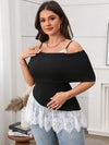 Lace Detail Blouse - Plus Size Stretch Polyester 1XL-4XL Apparel & Accessories > Clothing > Tops > Blouses Honey Ship From Overseas sync-pinterest