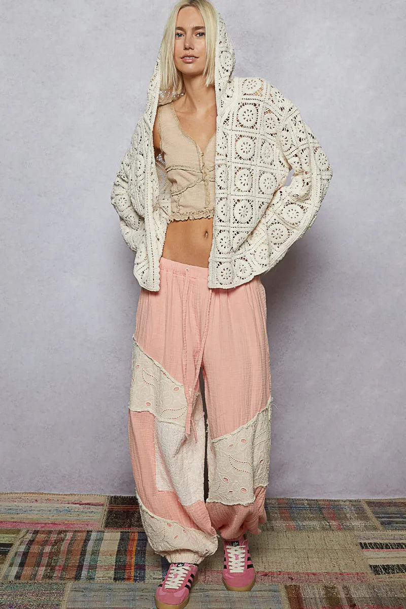 Lightweight Polyester Cardigan - Boho Openwork Buttoned 7-11 POL Ship from USA