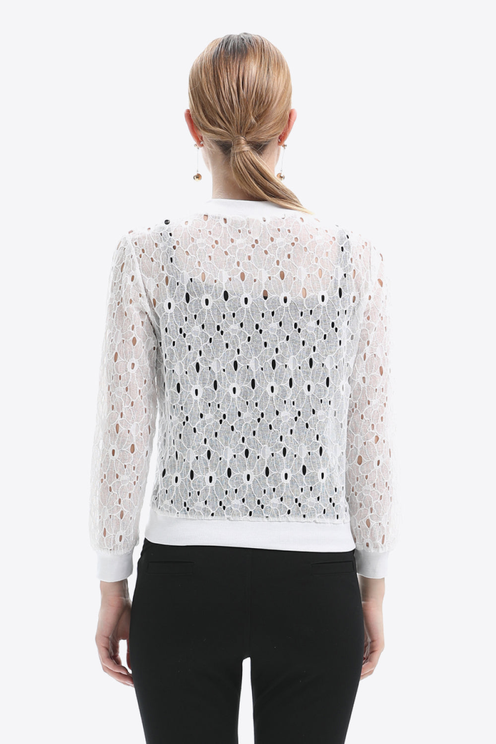 Lace Detail Long Sleeve Top - Round Neck - Solid Casual Apparel & Accessories > Clothing > Outerwear > Jackets & Coats JR Ship From Overseas sync-pinterest