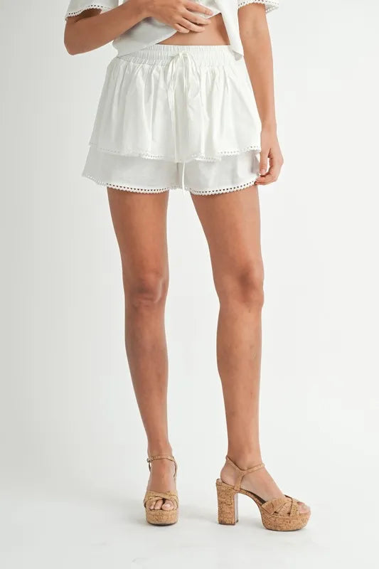 Chic Collared Button-Down Crop Top and Skort Set with Lace Detail Apparel & Accessories > Clothing > Outfits & Sets autopostr_pinterest_72819 MABLE Only Available for U.S. Residents Ship from USA sync-pinterest