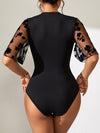 Lace Bodysuit - Flutter Sleeves - Semi-Sheer - Moderate Stretch Apparel & Accessories > Clothing > Tops > Bodysuits Bodysuit Dylan Studio Flutter Flutter Sleeve Lace Ship From Overseas Sleeve Sleeve Bodysuit Surplice sync-pinterest T V