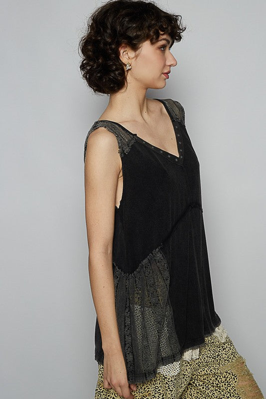 Lace Studded Crisscross Back V-Neck Sleeveless Top - Edgy & Stylish Apparel & Accessories > Clothing > Tops autopostr_pinterest_72819 Only Available for U.S. Residents POL Ship from USA sync-pinterest