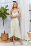 LT GREEN Midi Dress - Spaghetti Strap - Lace Detail - Cotton Blend - Casual 4-23-usa ADORA Ship from USA