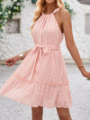 Blush Pink Dress - Mini - Cami - Sleeveless - Tied Frill - Cute - Casual 5-1-overseas Golden Gueen Ship From Overseas