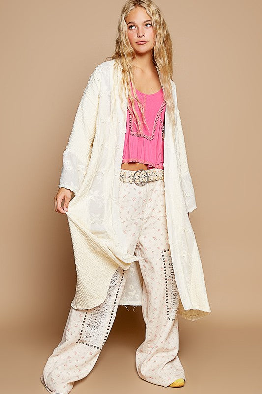 Cream Open front Longline Cardigan - Floral Lace autopostr_pinterest_71901 cardigan floral new PinterestNew POL Ship from USA